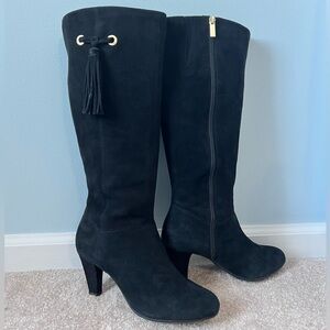 Bandolino Bacia Suede Tassel Black Knee-High Boots, Size 9